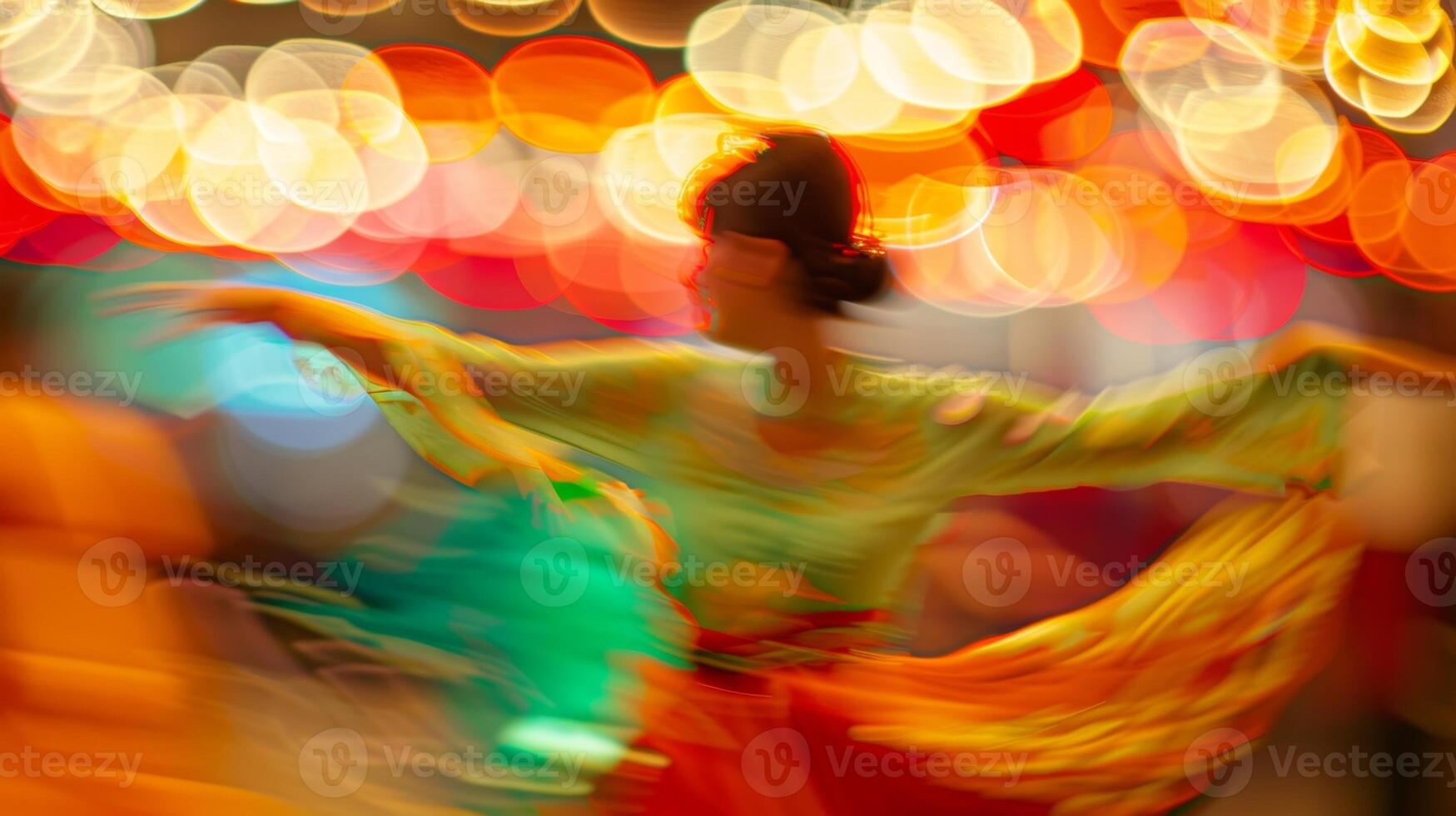 Dreamlike imagery of a traditional dance blurred and ethereal in its exeion photo