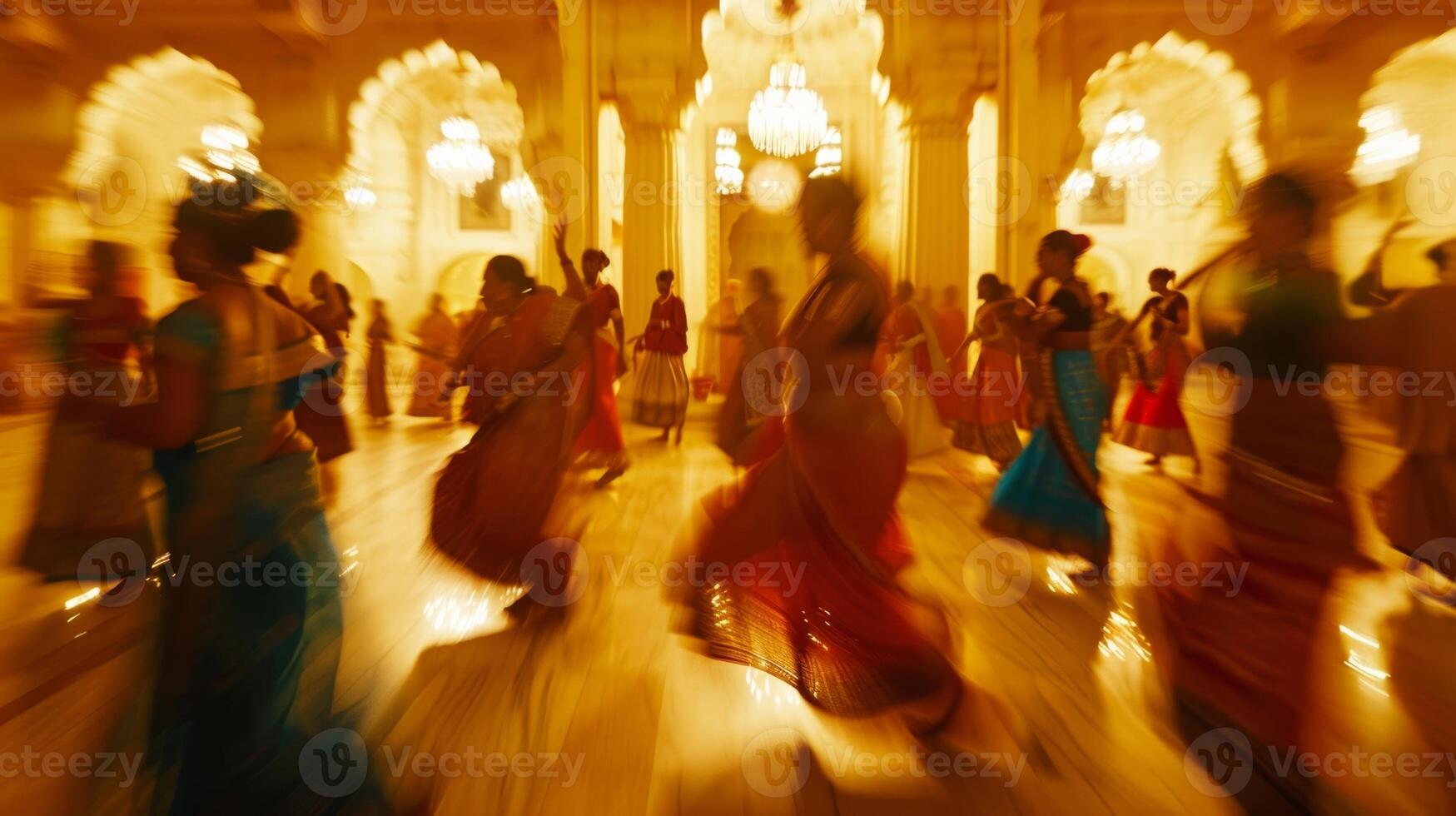 Defocused scene of a cultural dance creating a sense of mystery and intrigue photo