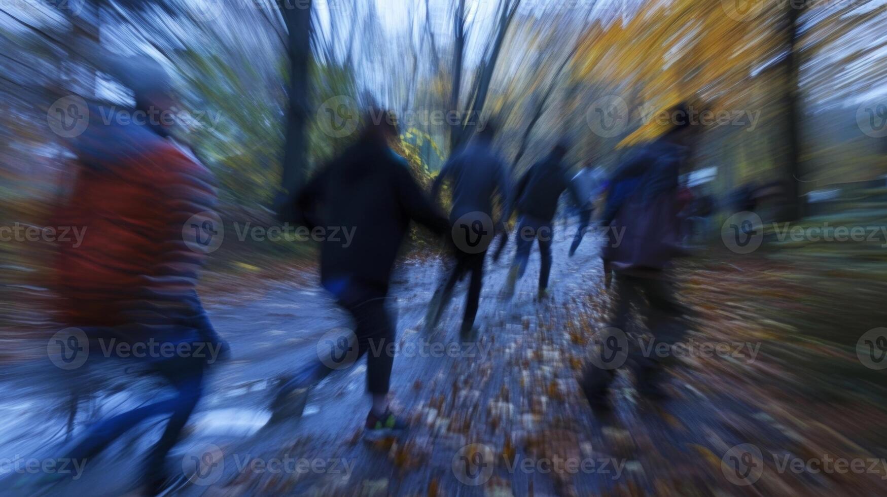 Blurred paths as scavengers dash to find the next clue photo