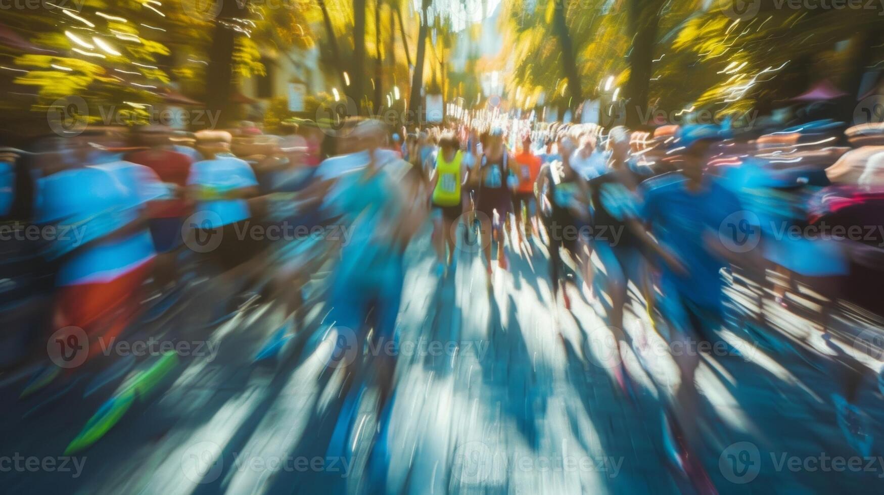 A softfocus view of runners and crowds creating a flurry of movement and excitement photo