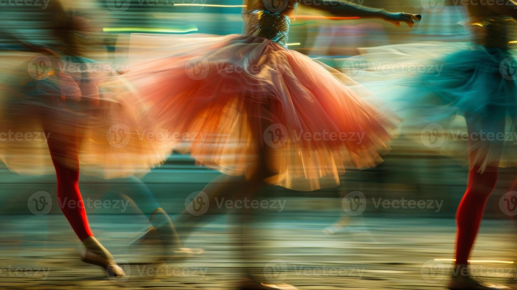 Blurred forms of tutus and tights blending together in a beautiful symphony photo