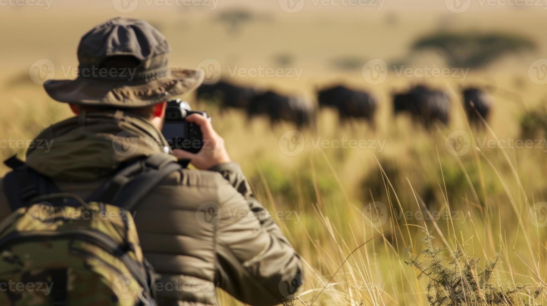 Blurry snapshot of a bustling landscape filled with eager photographers attempting to capture the majesty of wildlife photo