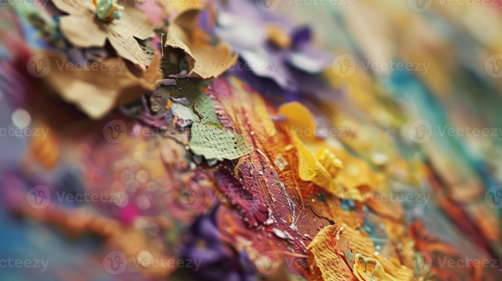 A mix of colors and textures meld together in a defocused view of a scrapbooking class photo