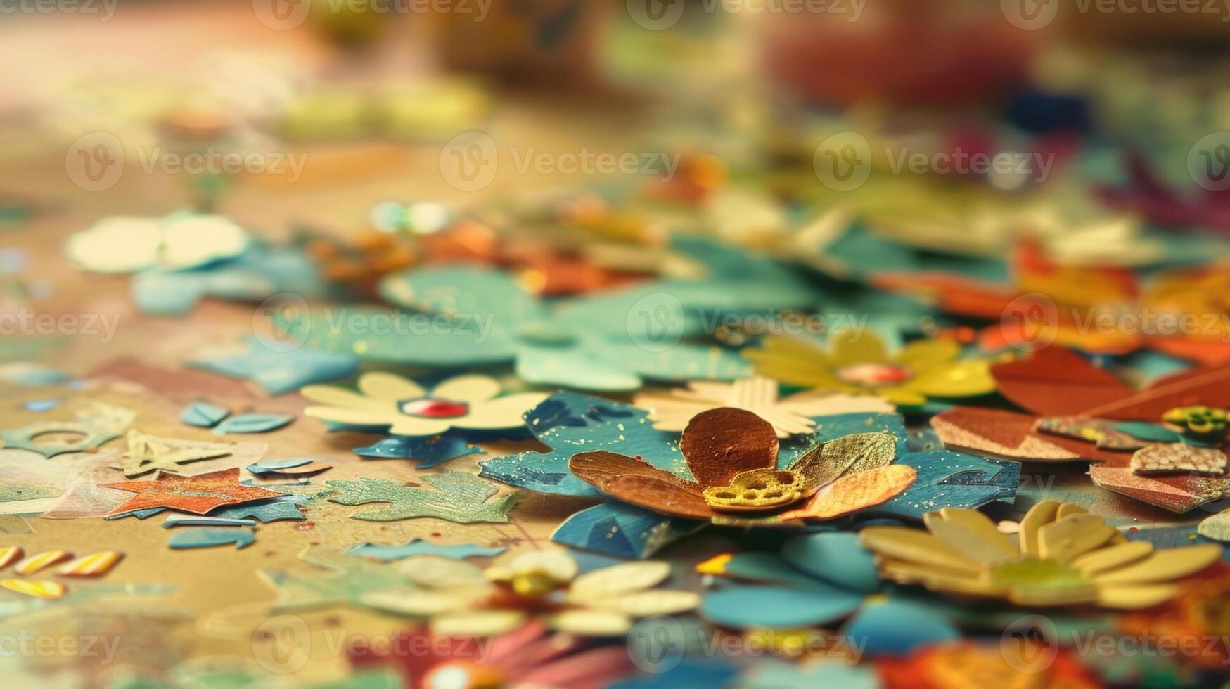 Soft indistinct shapes focus on the task at hand creating intricate scrapbook designs photo