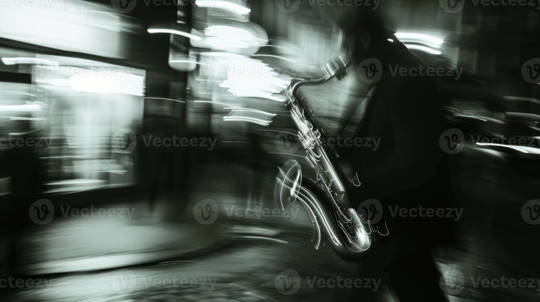Indistinct chatter blending into the smooth saxophone melodies photo
