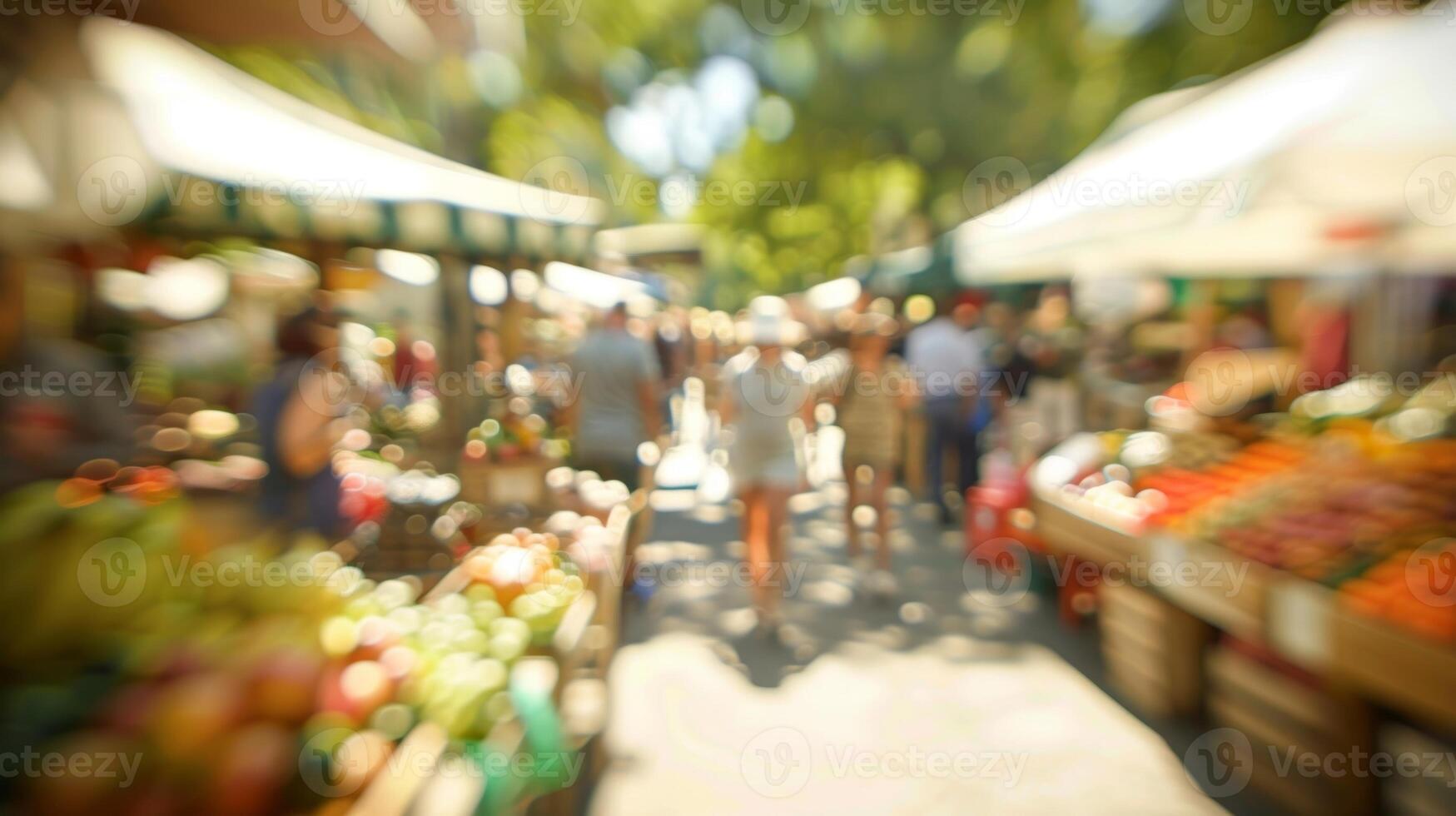 A blur of activity at the farmers market as visitors browse through a variety of handcrafted goods photo