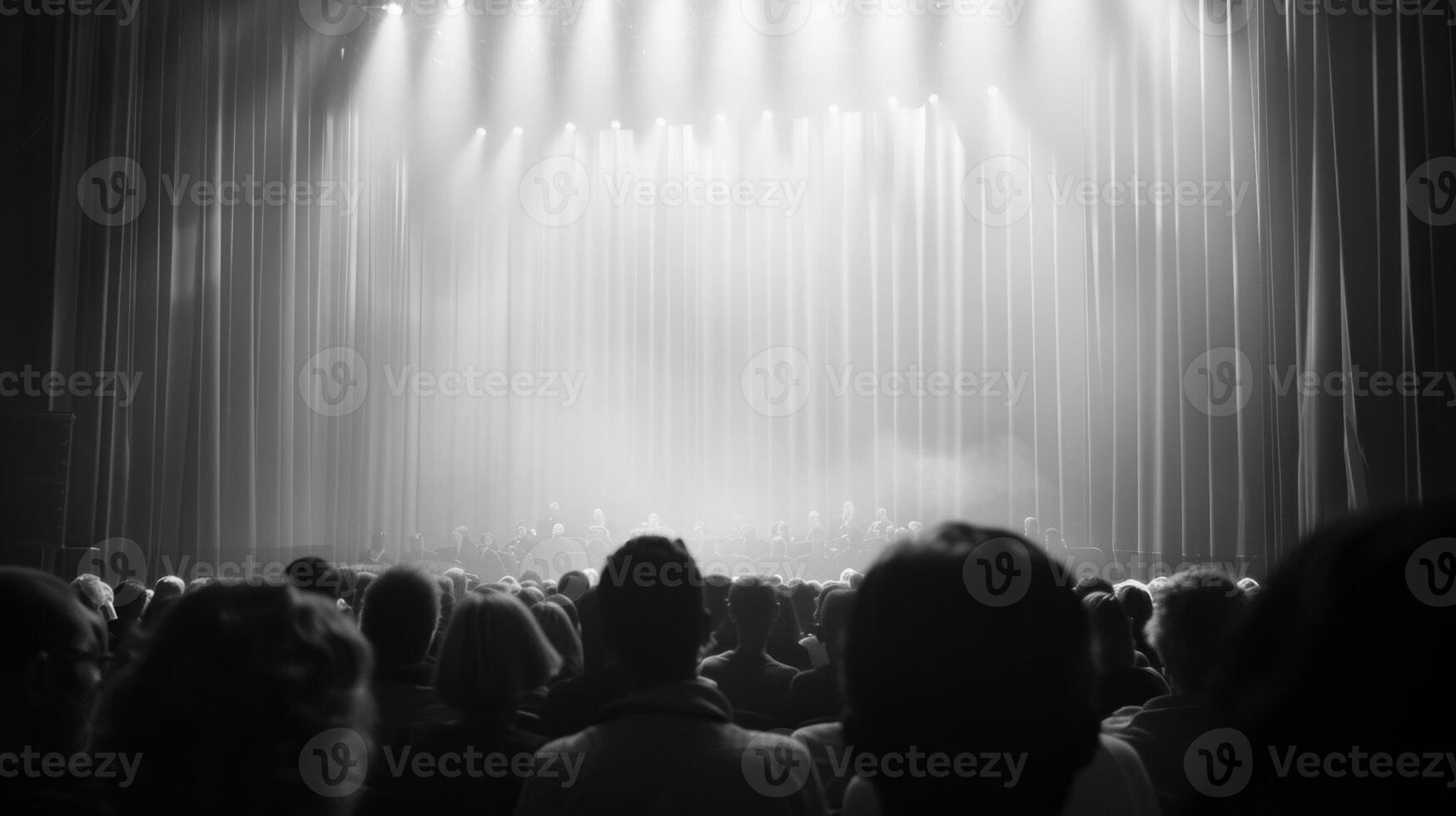 The hazy audience buzzed with excitement as the curtains drew back photo