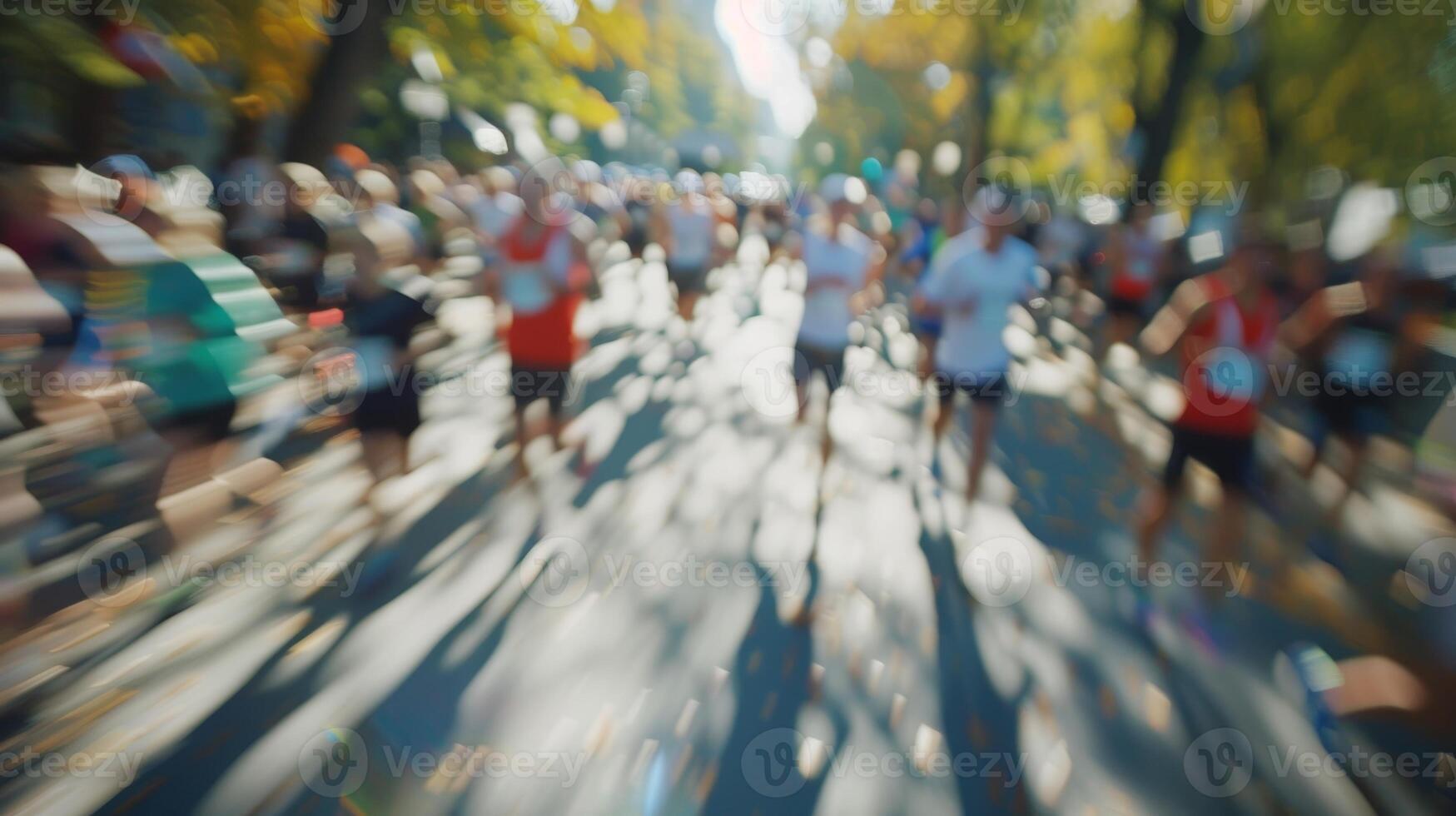 Defocused shots reveal the diverse mix of participants in the city marathon coming together for a common goal photo