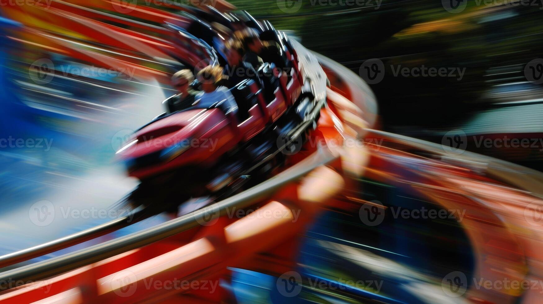 Faint echoes of laughter and screams from thrillseekers on the rollercoaster photo