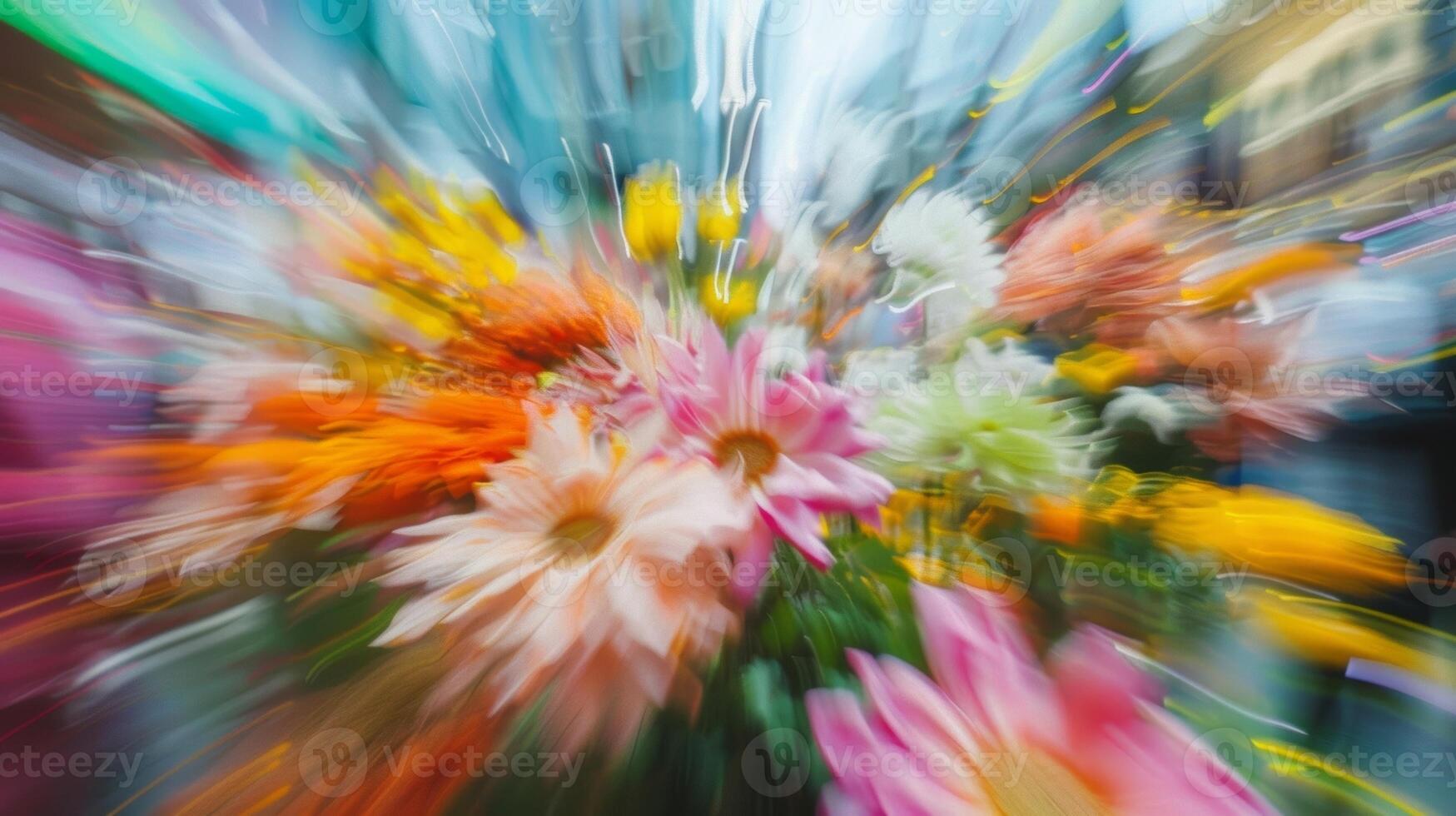 Flowers and festivities swirl together in a blur of joy and excitement at the festival photo
