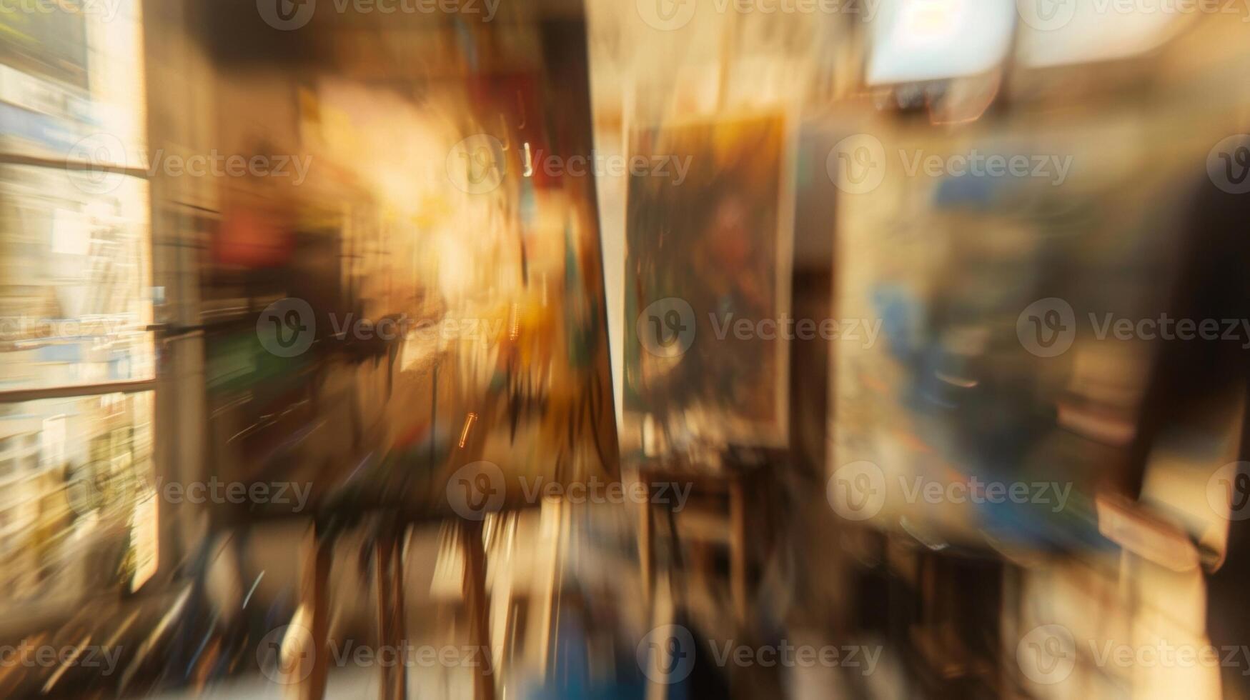 Blurry glimpses of art pieces in progress hinting at the final result photo