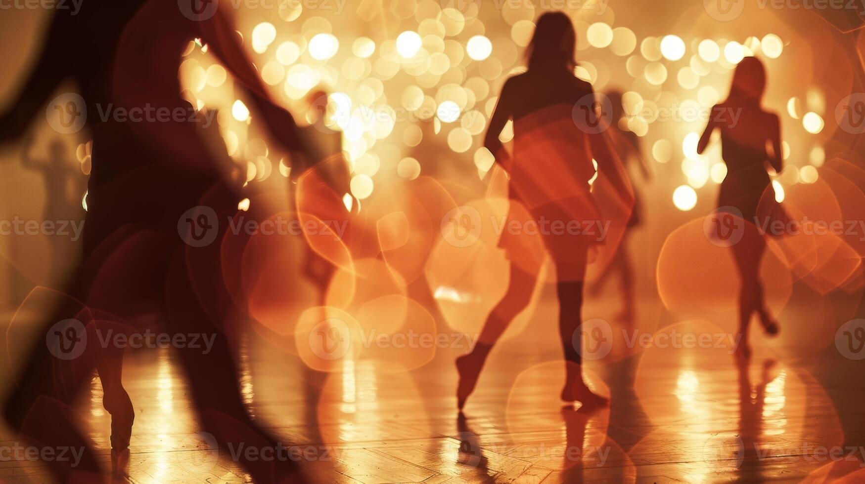 Soft haze of dancers creating a mesmerizing scene in a wellequipped indoor studio photo