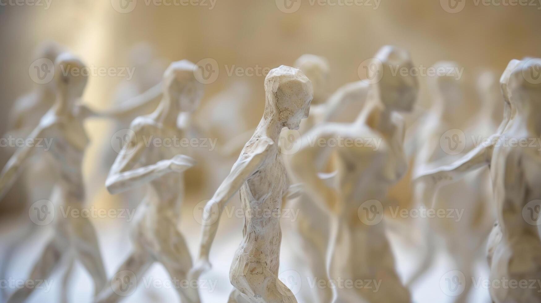 Hints of human movement blend with the static presence of the sculptures creating a dynamic and engaging scene photo