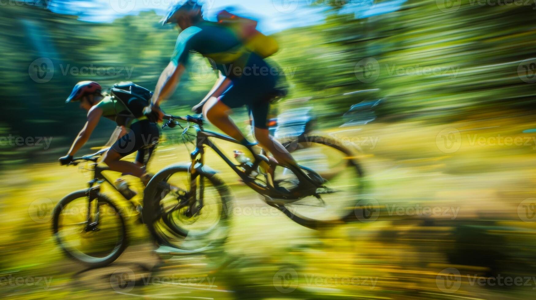 The thrill of the adventure race captured in a defocused snapshot of speed and determination photo