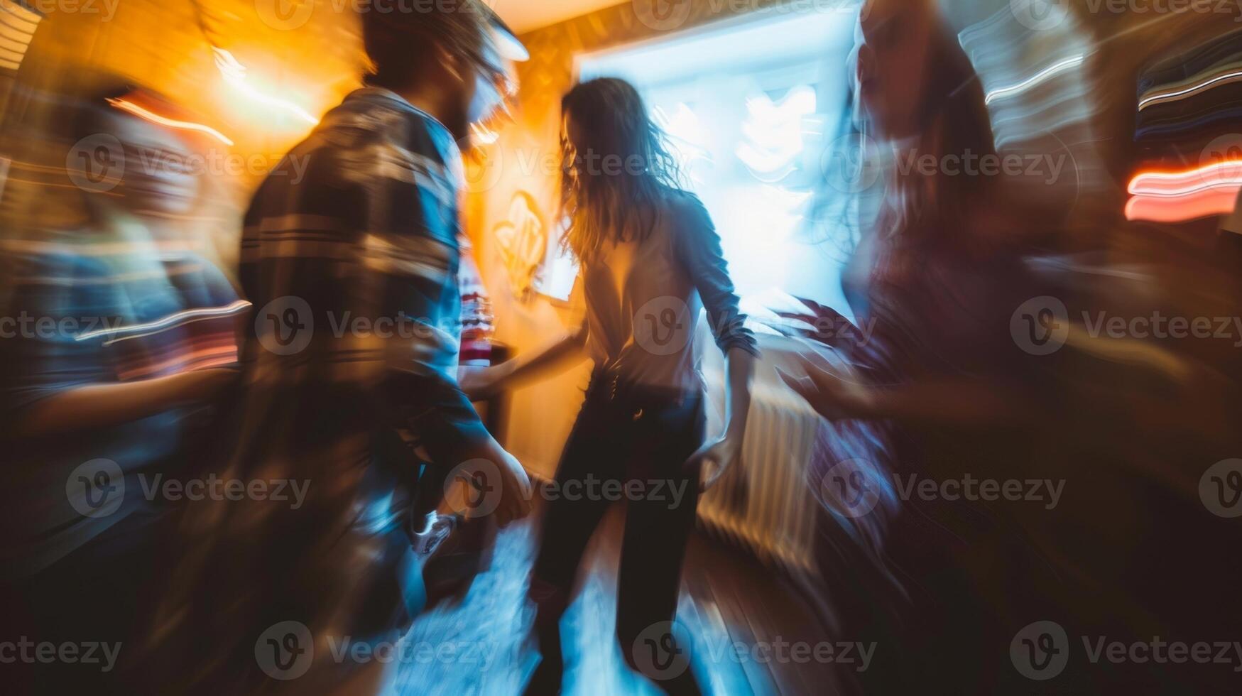 A fuzzy snapshot of friends bonding and problemsolving as they attempt to beat the escape room challenge photo
