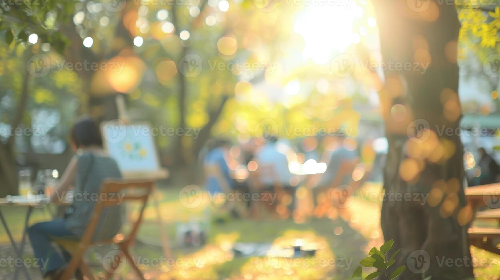 Soft focus captures the enchanting atmosphere of an outdoor art class photo