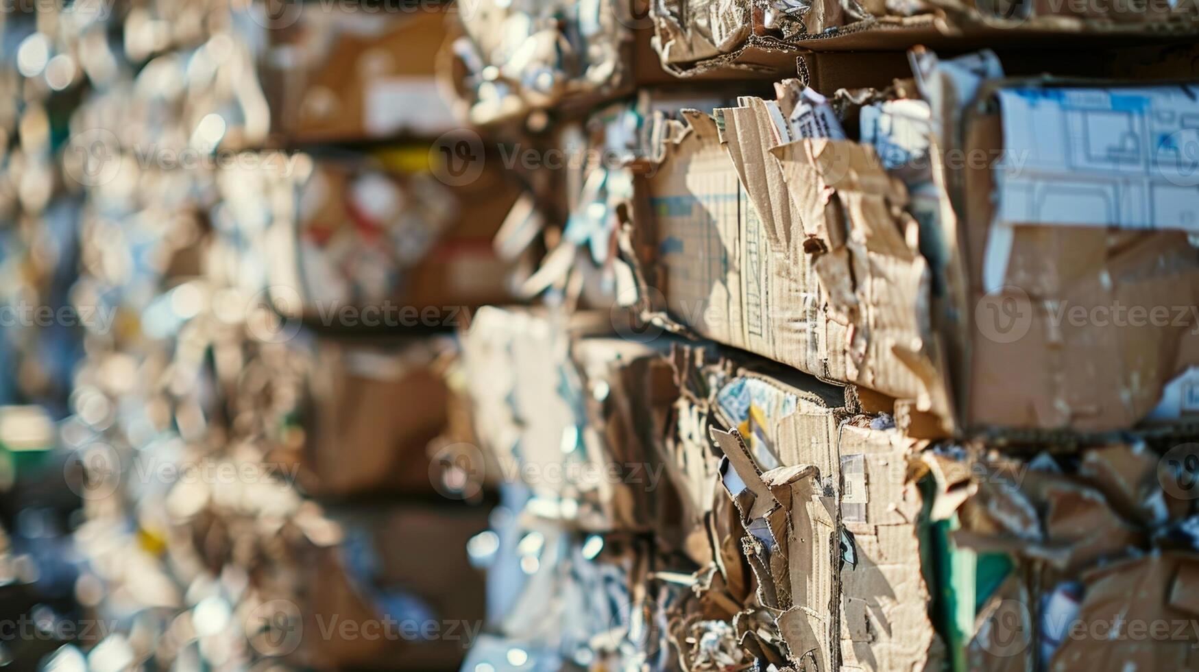 A stack of clean compact and readytoship cardboard boxes filled with recycled paper at a solar powered center photo