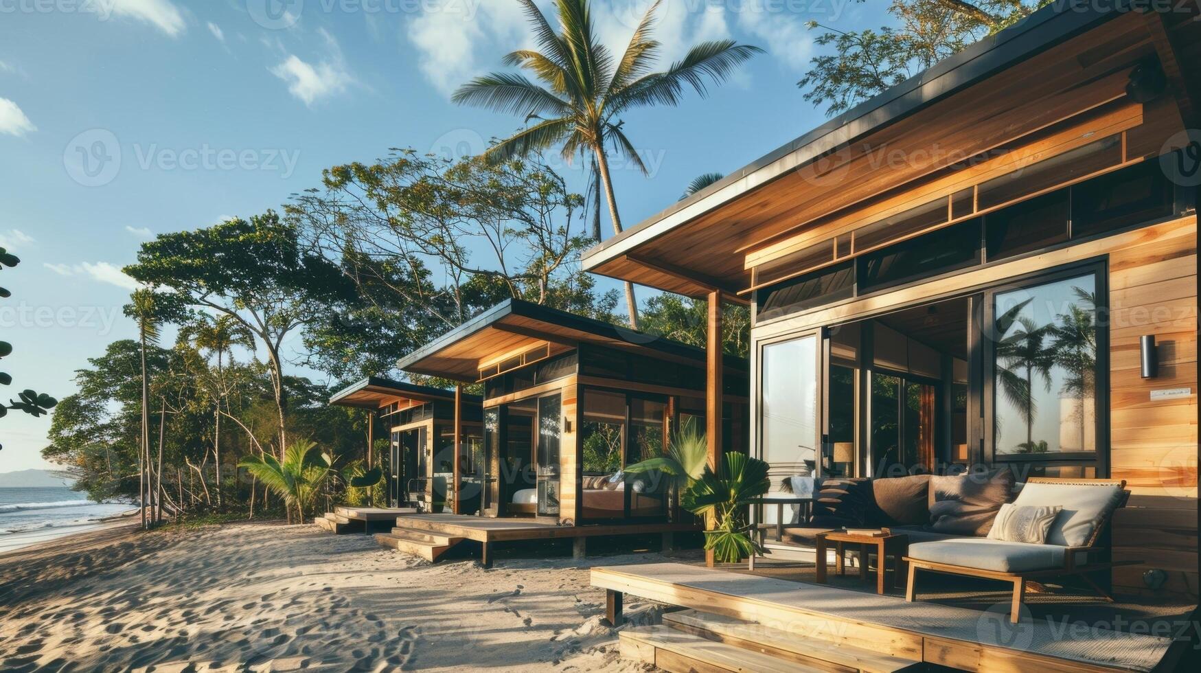 The beach cabins equipped with energyefficient solar systems provide a comfortable and sustainable stay for guests looking for an offthegrid getaway photo
