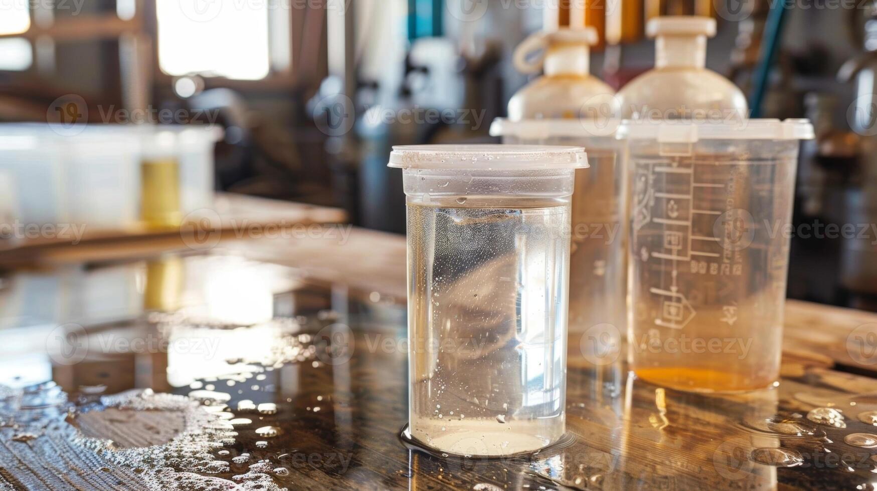 A before and after photo shows dirty contaminated water transformed into clear drinkable water thanks to a solarpowered filtration systems intervention