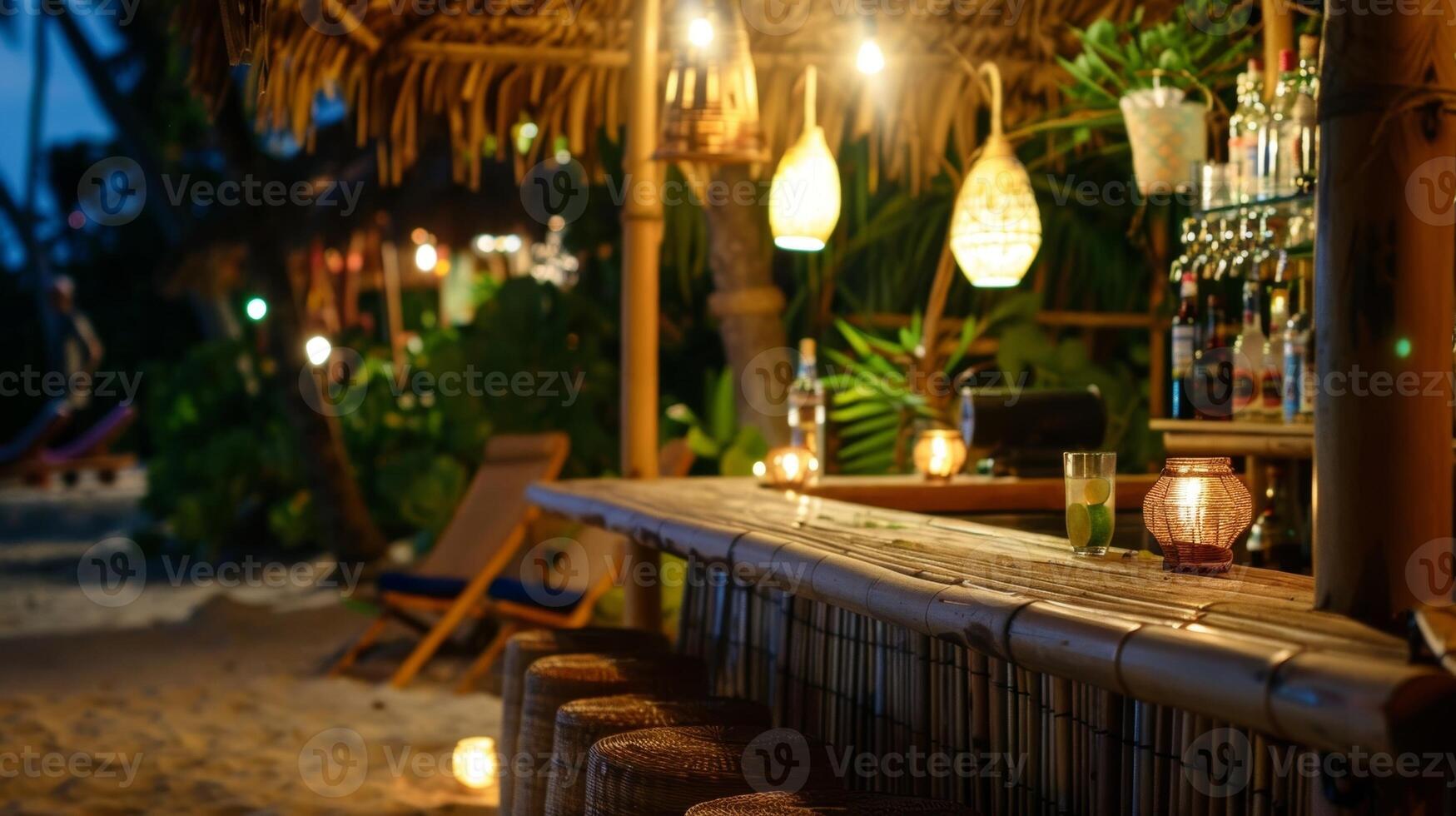 A bamboo hut bar on a secluded beach providing a unique and intimate bar crawl experience with islandinspired drinks and friendly staff photo