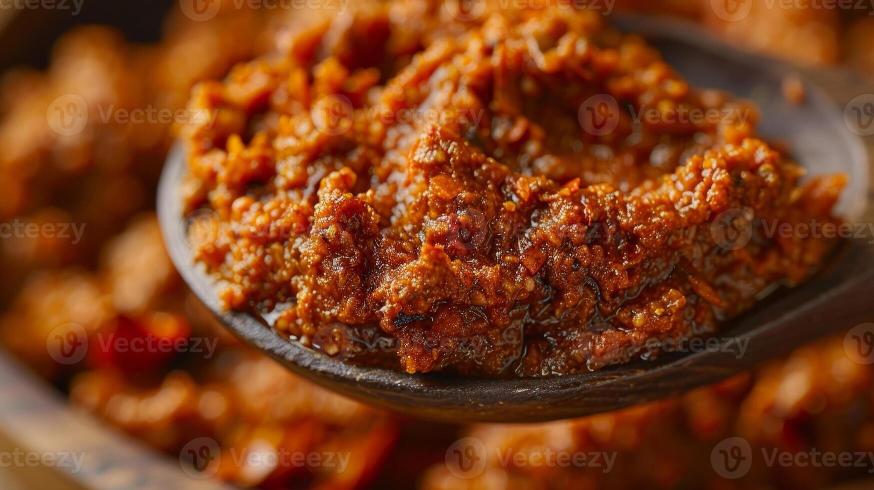 A sful of fiery harissa paste made with a blend of tropical es like cumin chili and coriander photo