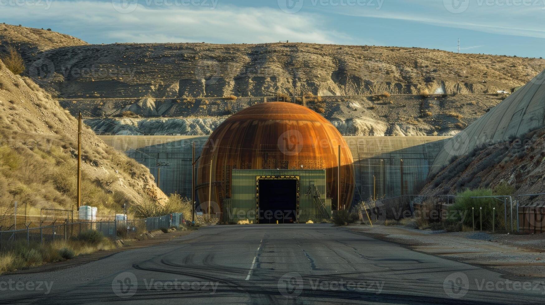 The entrance to the salt dome storage facility is guarded and secured a reminder of the importance of the hydrocarbons stored within photo