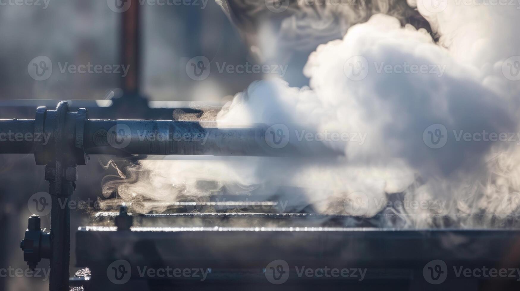 Thick layers of steam billowing out of a heat recovery steam generator evidence of its hard work in converting heat photo