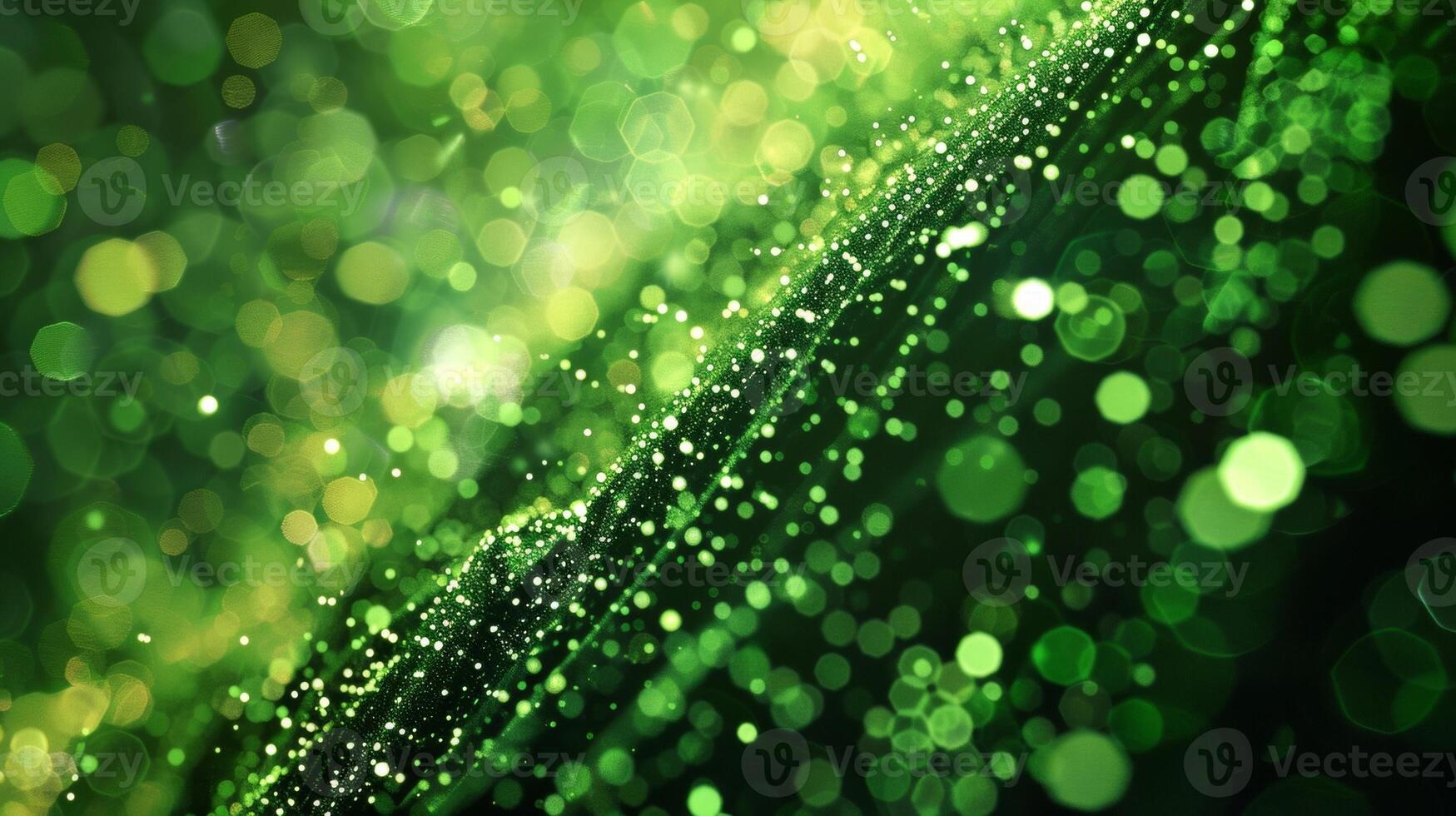 Mesmerizing lines of defocused green bokeh create an otherworldly texture drawing the eye into a digital landscape reminiscent of the Matrix. photo