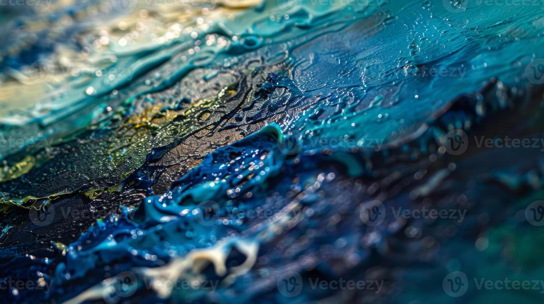 Rich and layered the defocused background of ocean depths beckons with a mysterious allure inviting us to dive into its deep blues and greens. photo