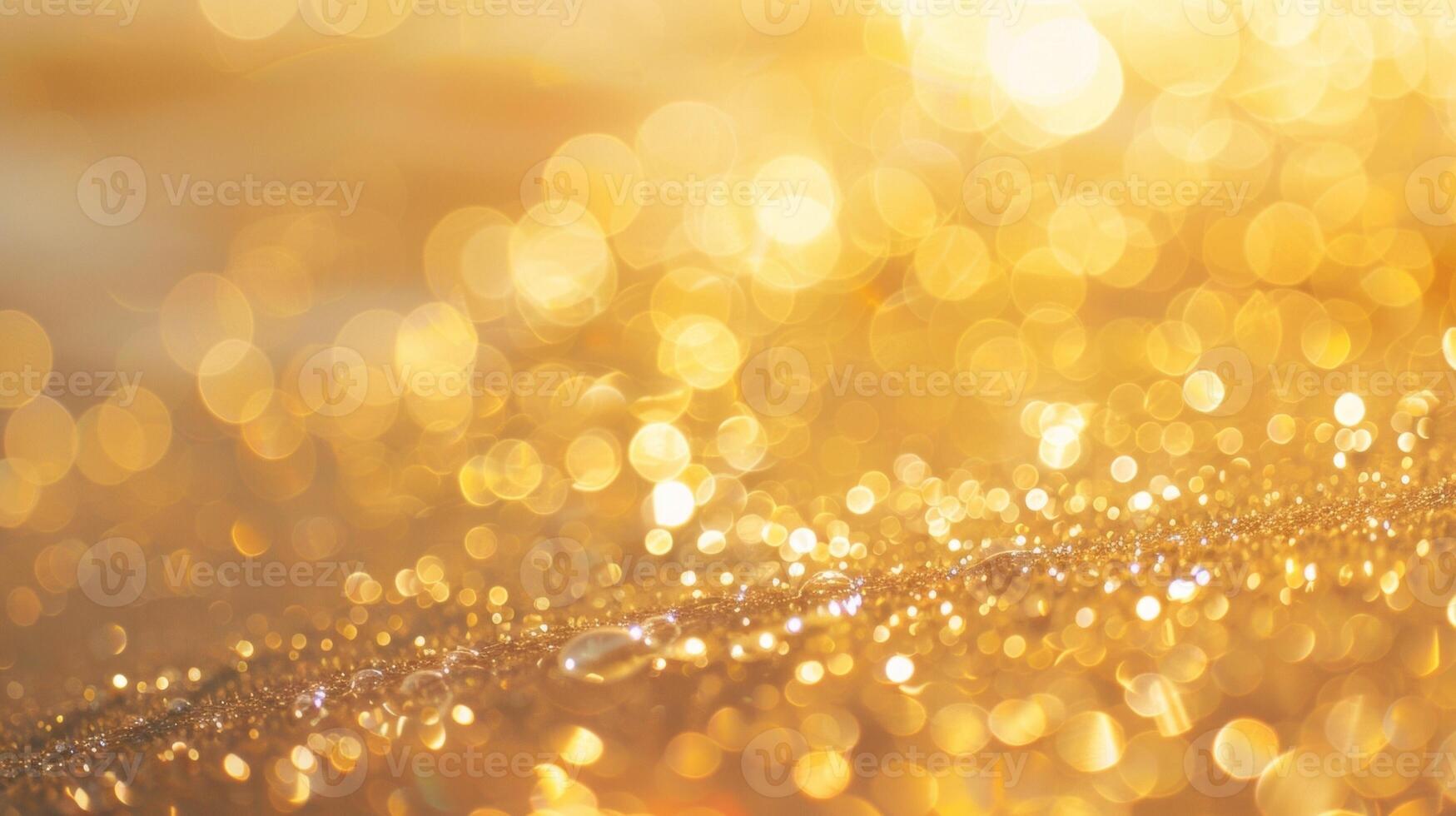 Defocused background of bright shimmering gold hues reminiscent of a sunset sky. photo
