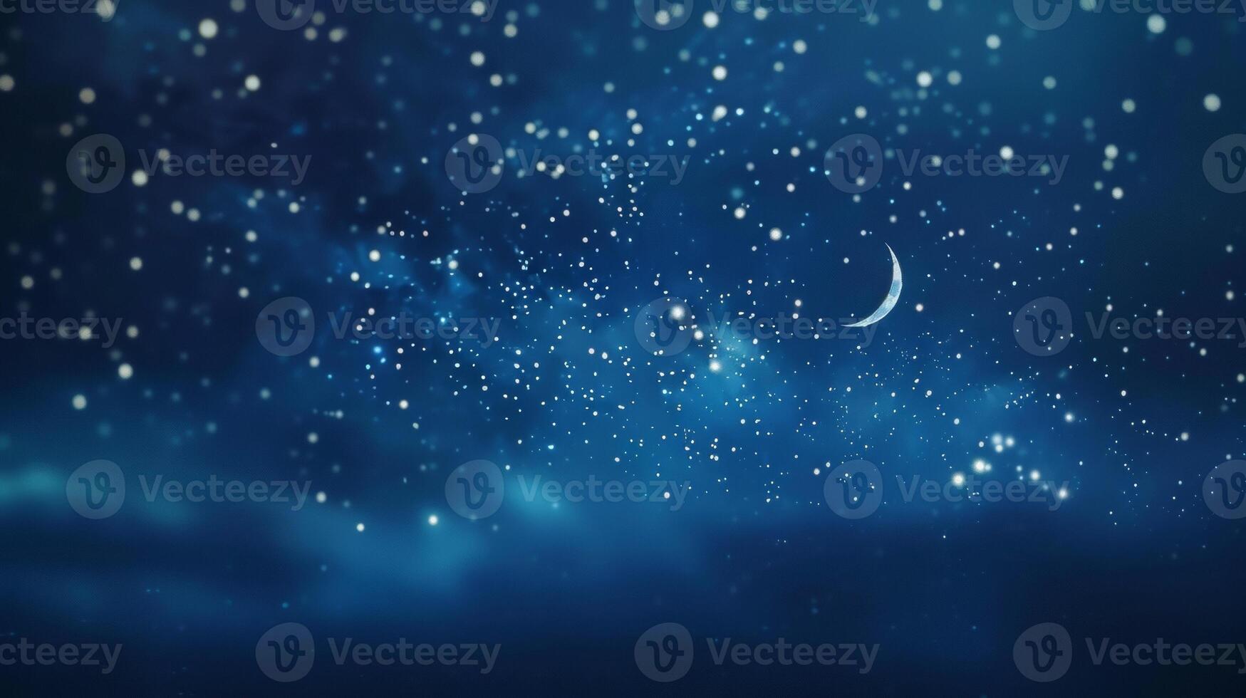 A hazy outoffocus image of a starry night sky the perfect backdrop for a peaceful bedtime lullaby as the moon and stars quietly le in the background. photo