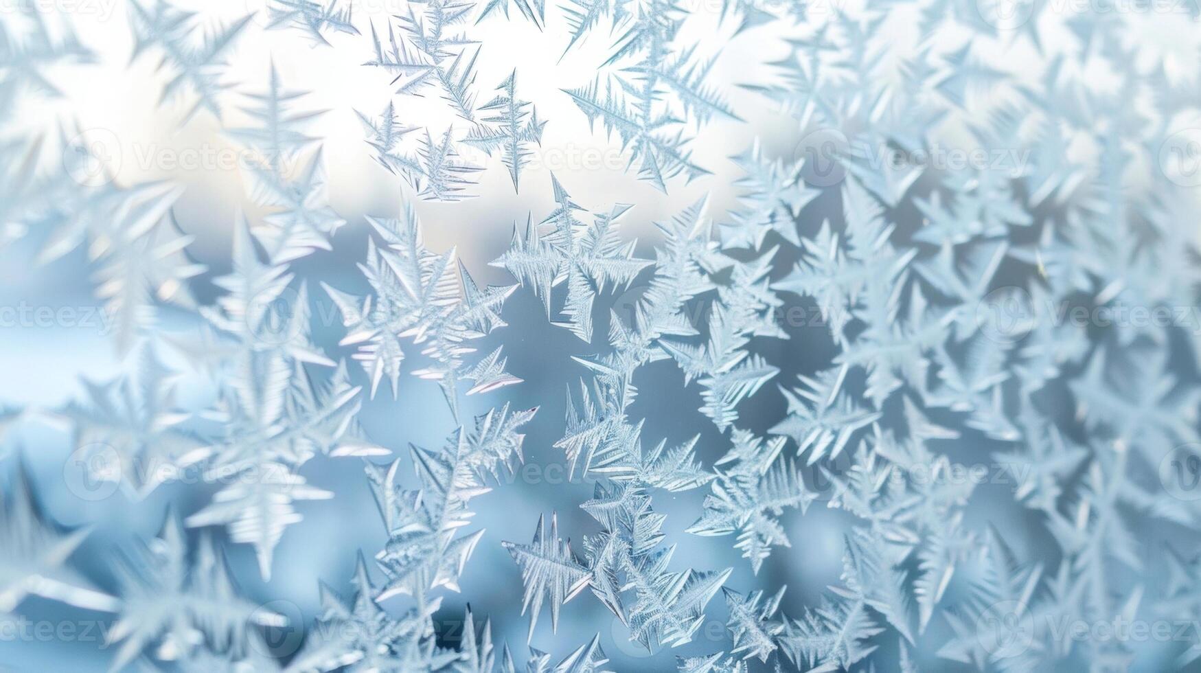 The defocused backdrop of frosted window panes resembles a carefully crafted mosaic with tiny ice crystals forming a mesmerizing pattern of geometric shapes and delicate lines. photo