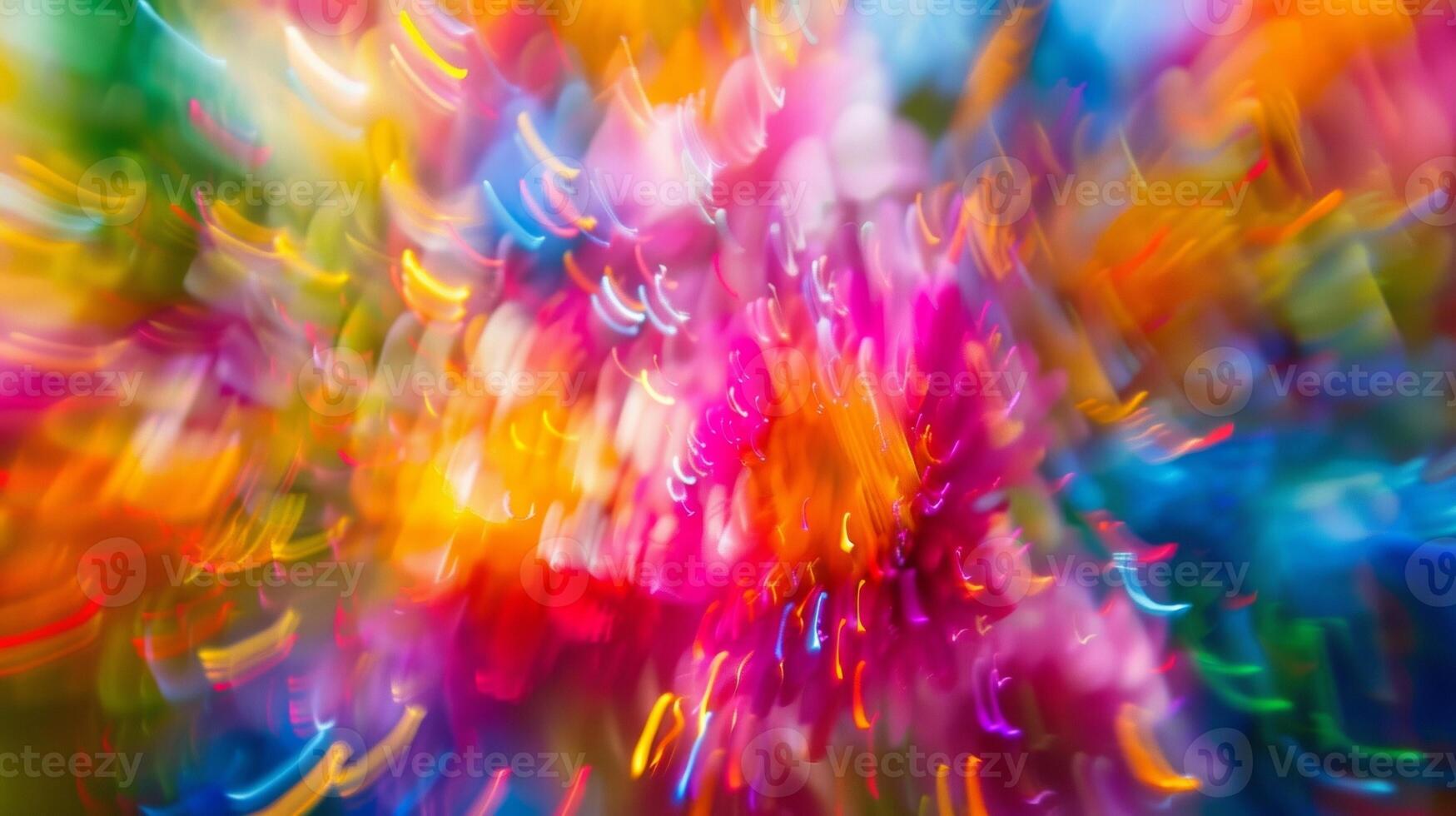 Defocused Burst of Color Vibrant bursts of colors tered throughout the frame evoking a feeling of joy and celebration. The blurred background offers a dreamy contrast to the lively photo