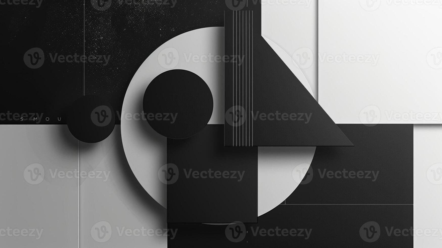 A sleek and modern design for a new album cover featuring geometric shapes and bold typography in a monochromatic color scheme photo