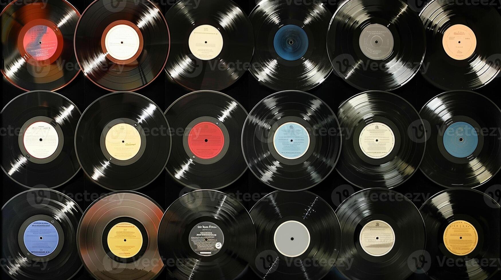 A sound engineers collection of vinyl records with a caption reading Quality over quantity emphasizing the importance of carefully selected records for optimal sound photo