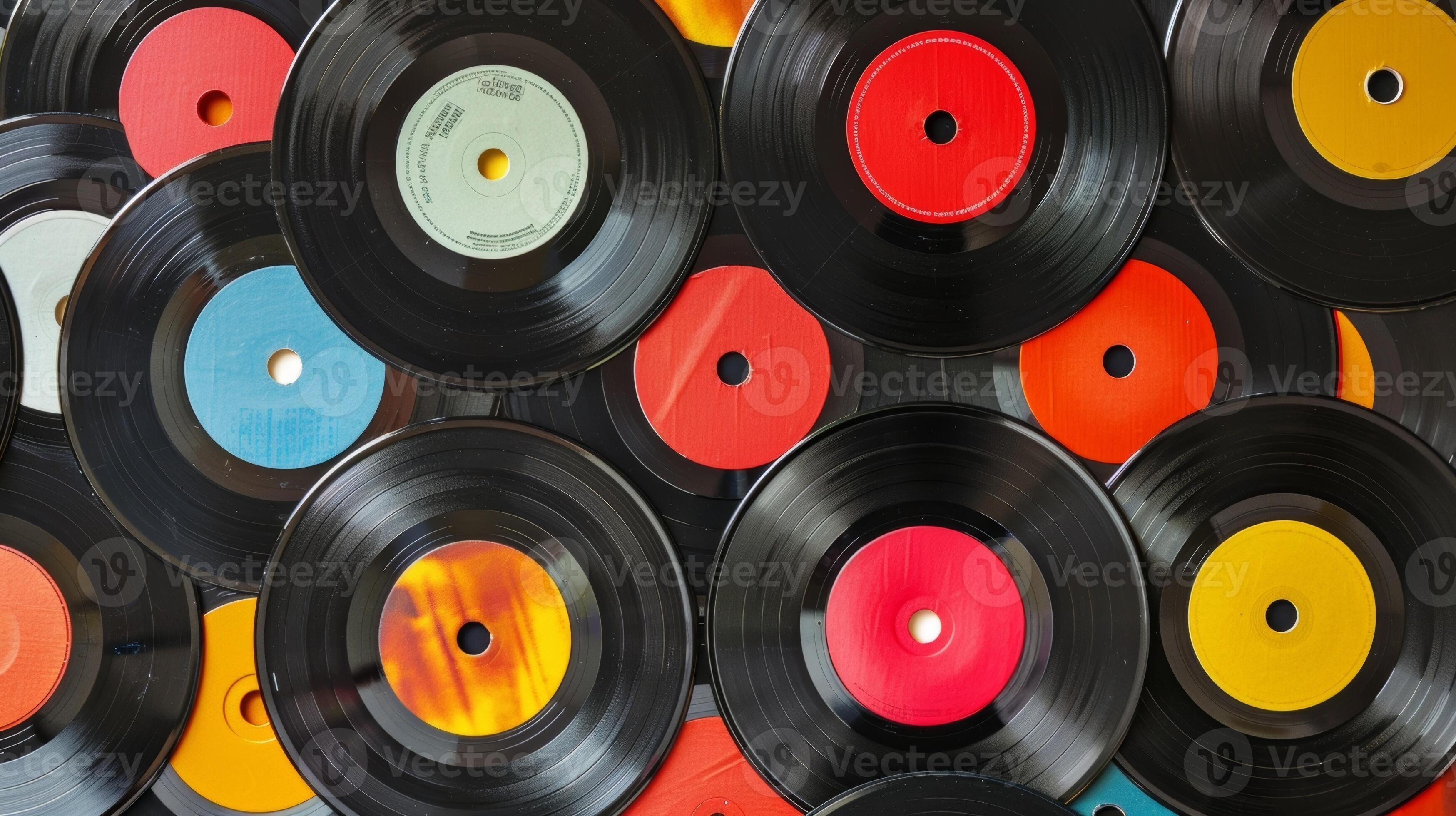 A collection of vintage vinyl records from different countries is