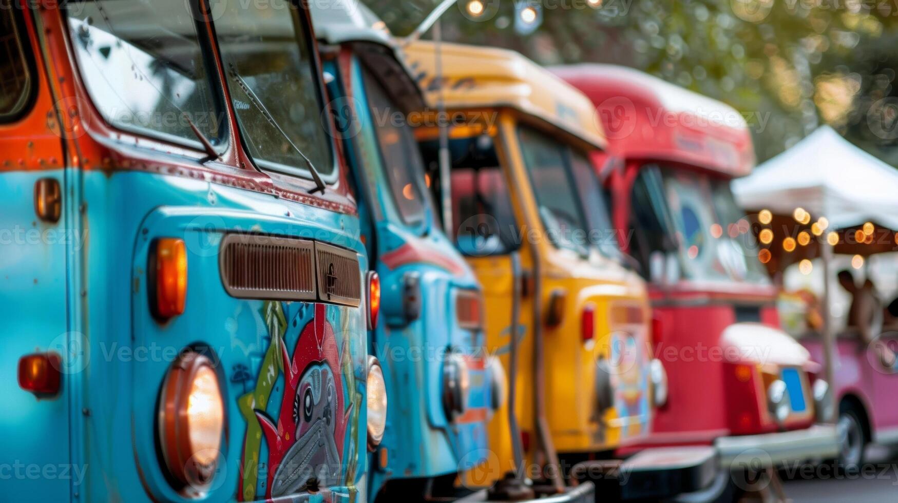 Retrothemed food trucks offer refreshments and snacks for attendees to enjoy while browsing photo