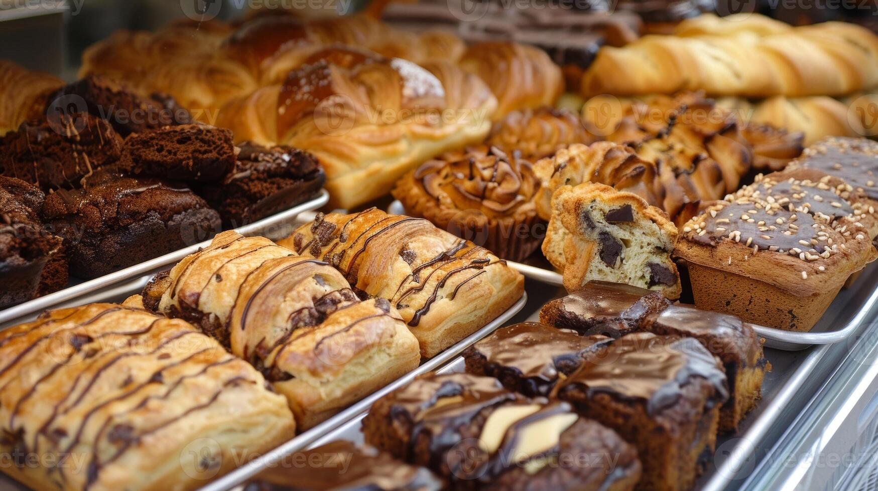A tantalizing array of homemade baked goods including flaky pastries crusty bread and gooey brownies photo