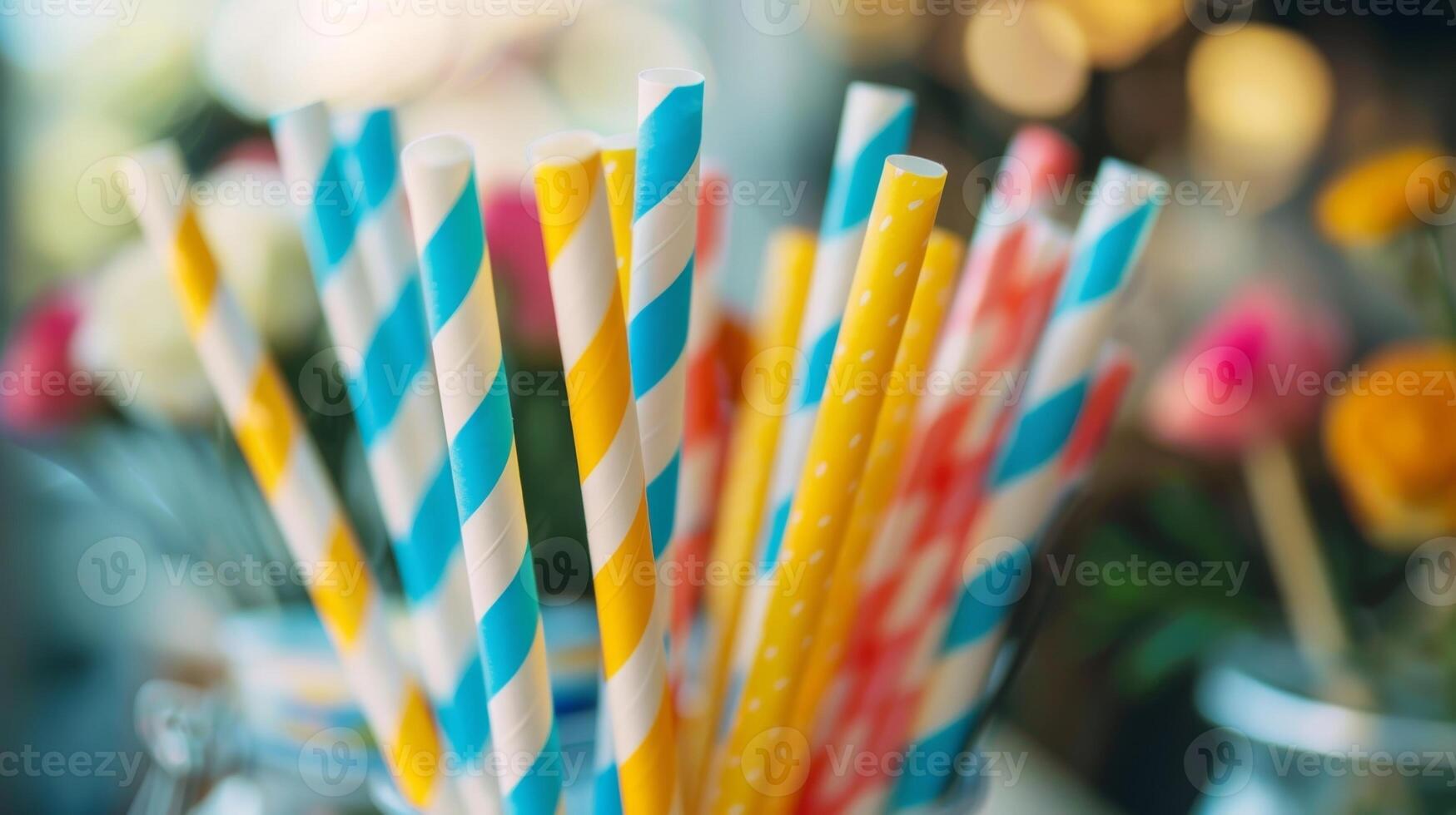 A display of paper straws an alternative to singleuse plastic straws that are harmful to the environment photo