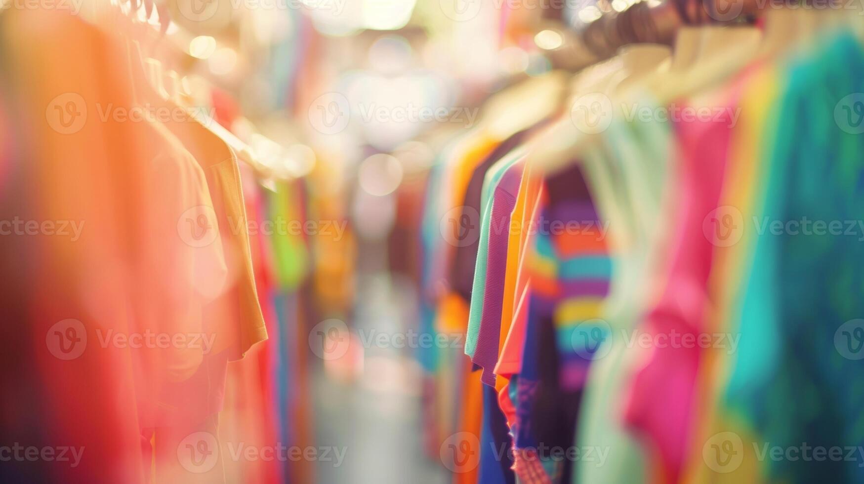 Hazy outlines of clothing racks create a mazelike effect adding to the excitement of finding the perfect outfit photo