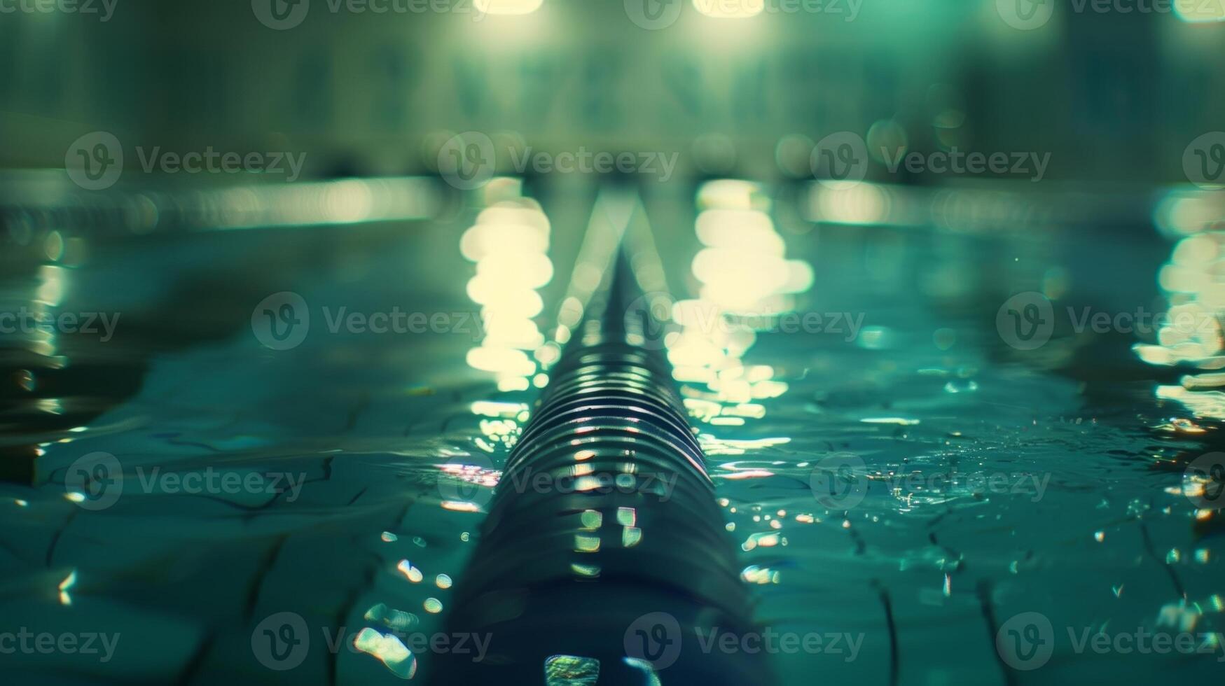 Unfocused lanes dividing the pool beckoning swimmers to swim laps photo
