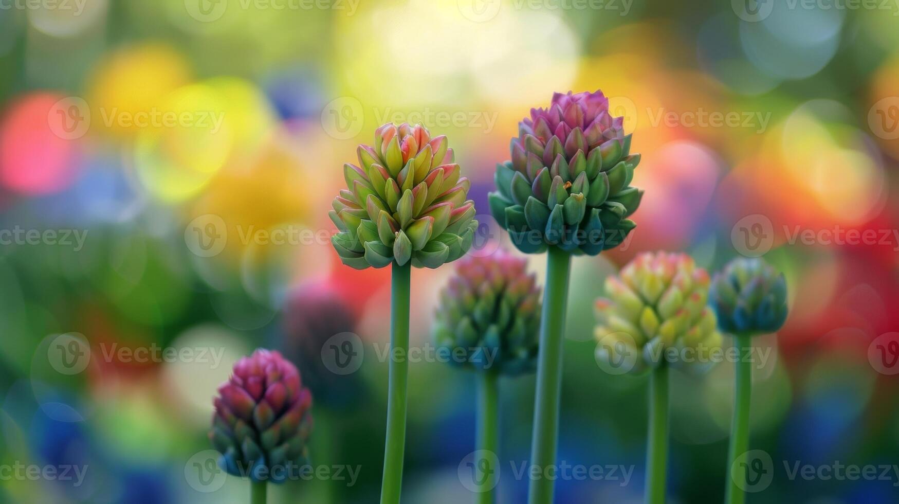 Blurry tones of a flower show enhancing the abstract beauty of each individual bud photo