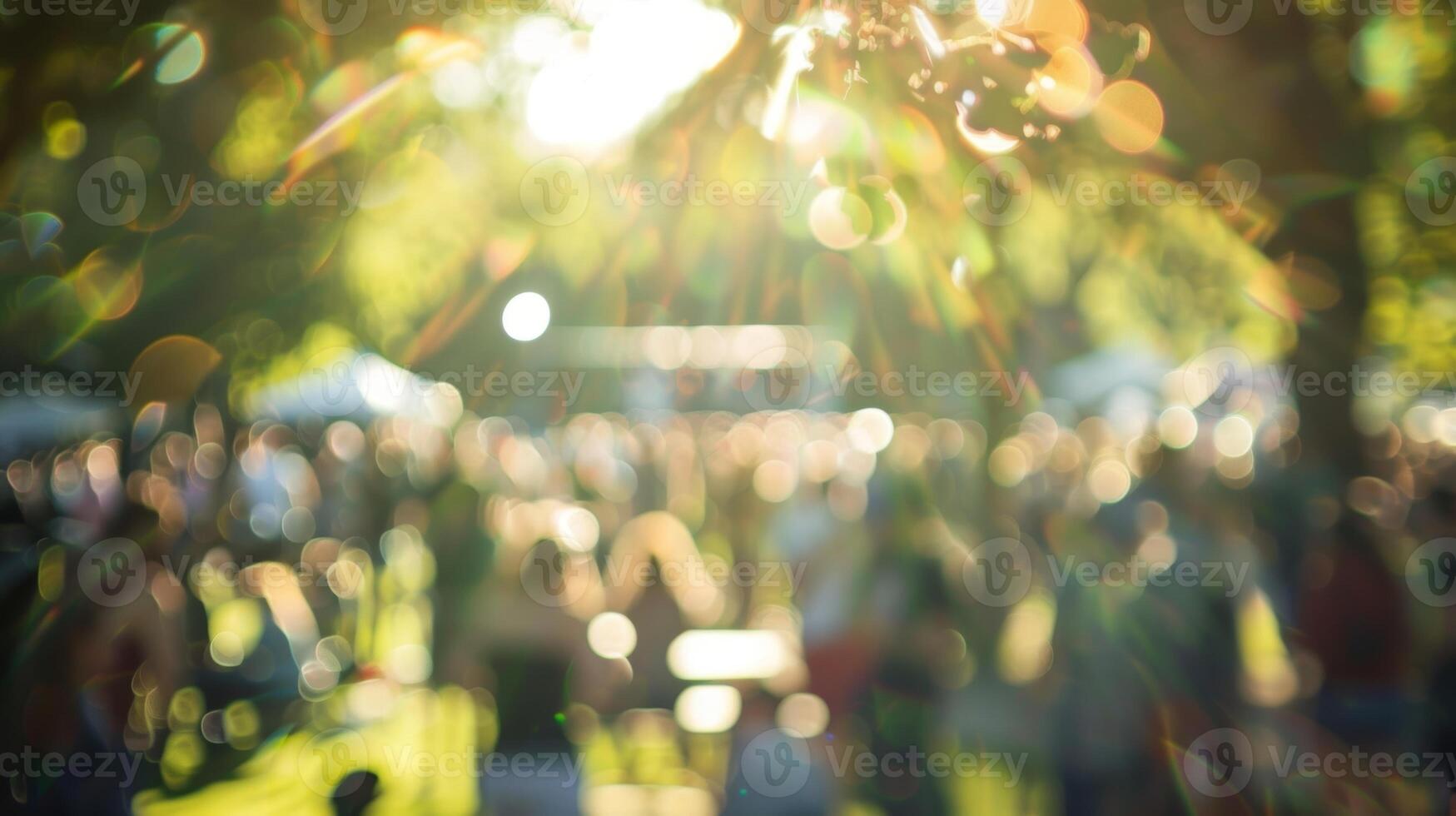 Muted colors and blurry figures blending in a park concert scen photo