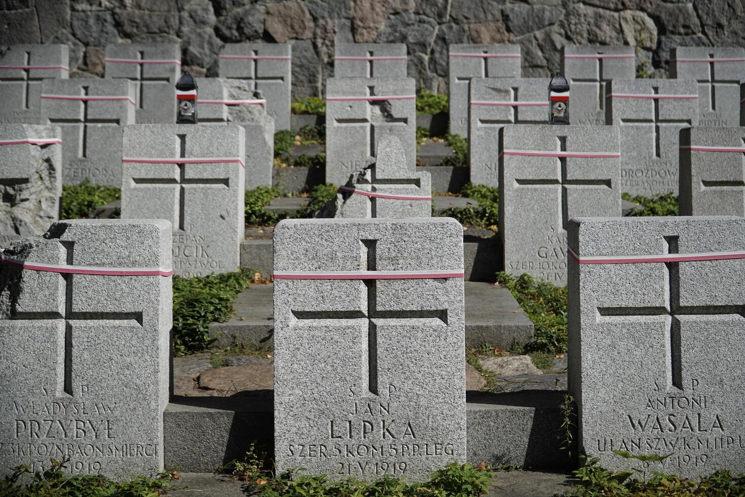 Vilnius, Lithuania - September 7th 2023 - Graves of 164 polish soldiers fallen in years 1919-1920 on Rasos Cemetery photo