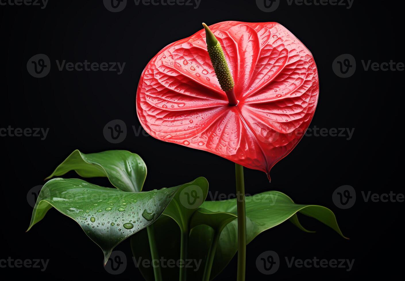 Anthurium isolated on dark background. Spring and tropical flowers photo