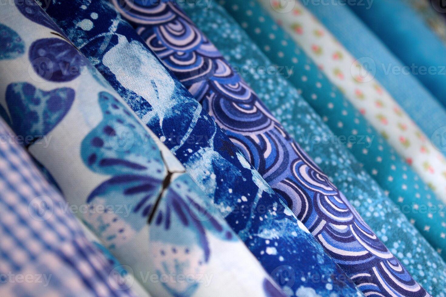 Vibrant Blue Patterned Cloth Selection photo