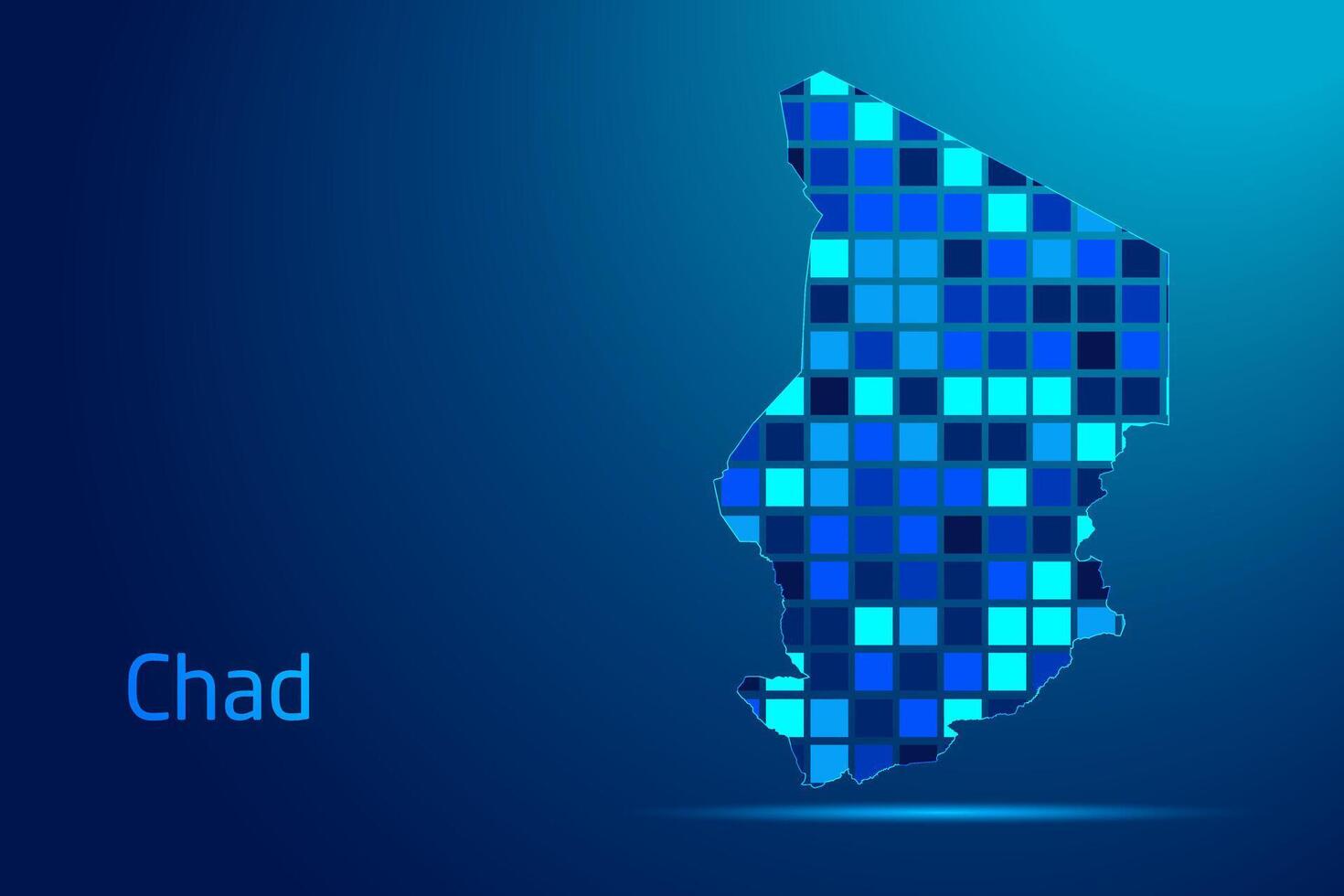 concepts of Chad Network Digital Technology Graphic illustration. Blue Color. Internet Futuristic Concept Map. vector