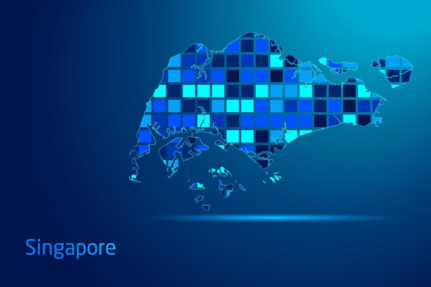 concepts of Singapore Network Digital Technology Graphic illustration. Blue Color. Internet Futuristic Concept Map. vector
