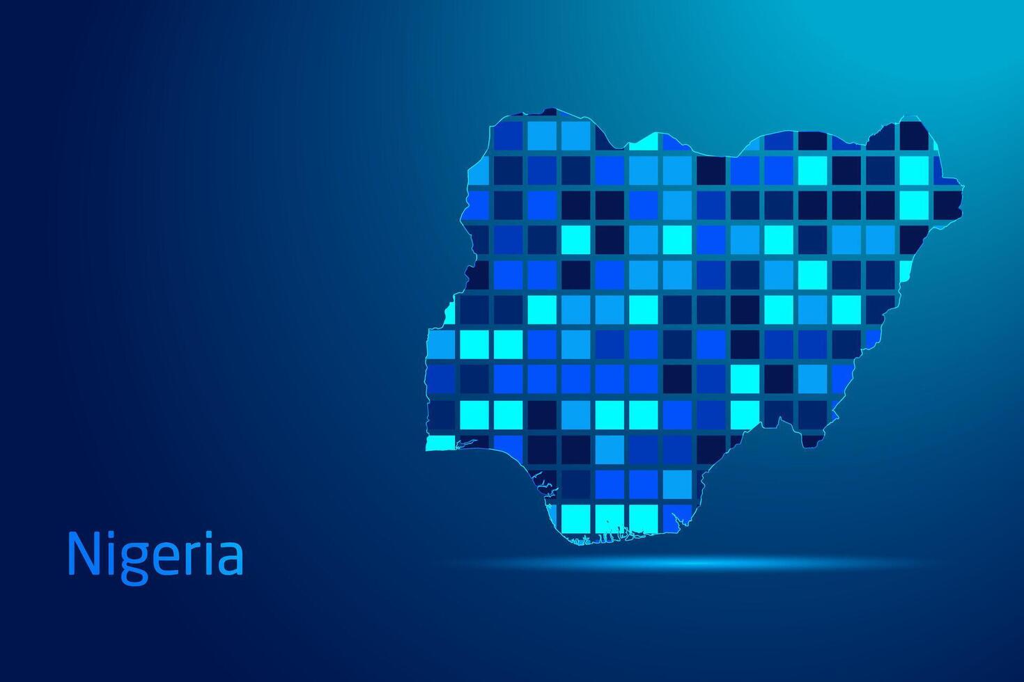 concepts of Nigeria Network Digital Technology Graphic illustration. Blue Color. Internet Futuristic Concept Map. vector