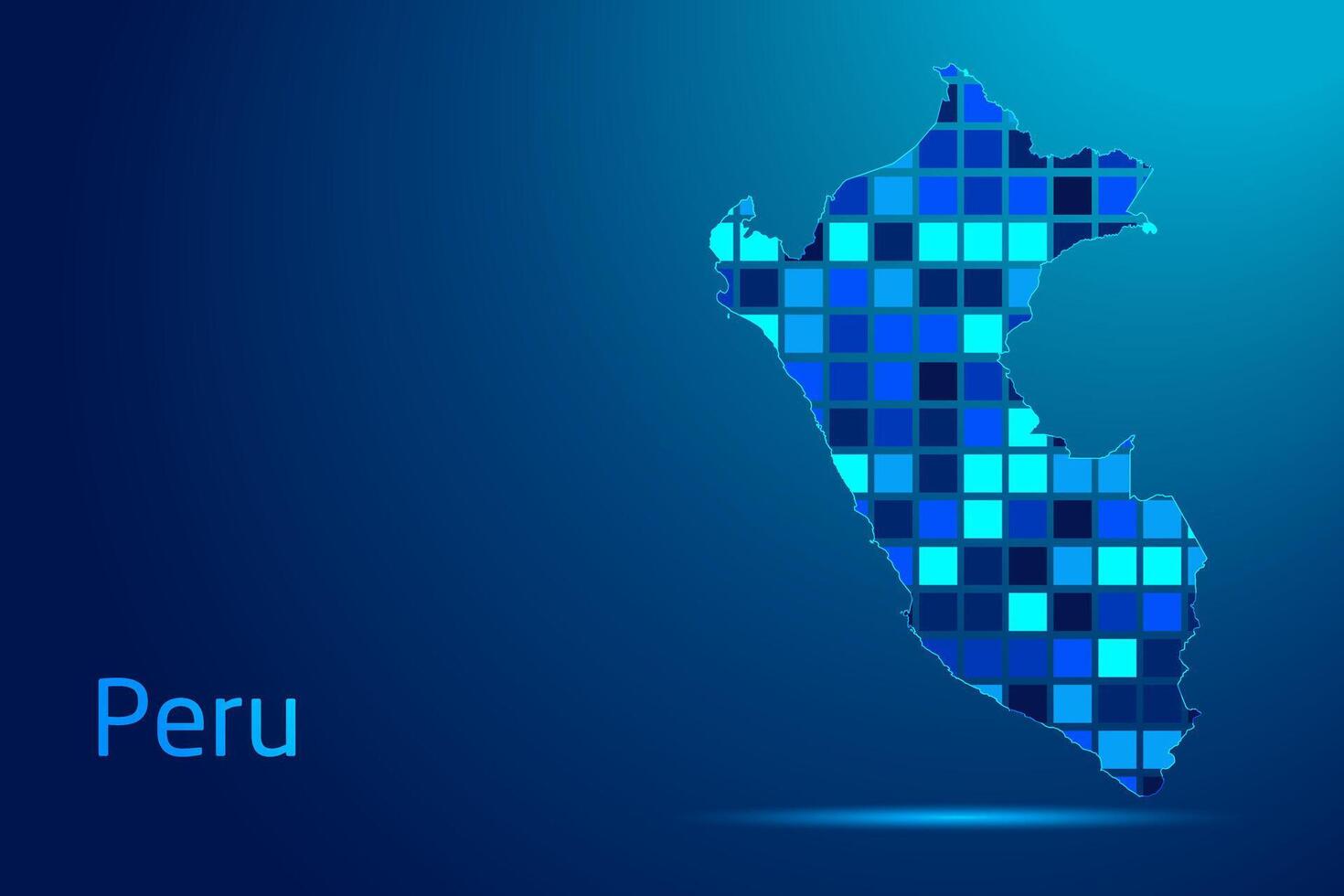 concepts of Peru Network Digital Technology Graphic illustration. Blue Color. Internet Futuristic Concept Map. vector